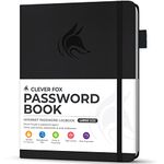 Clever Fox Password Book with Alphabetical Tabs – Hardcover Address Keeper Log – Large Journal for Seniors, Home Office Gifts (Black)