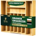 Luxury Cutlery Drawer Organizer - Utensil Holder & Kitchen Drawer Organizer, Bamboo Expandable 9 Slots Silverware Drawer Organizer For Kitchen, Slip Resistant For Flatware & Kitchen Utensils, Natural