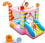 NBSPORT Bounce House - Inflatable Bounce House with Slide for Kids 3-6, Kids Bounce House with Blower, Family Backyard Bouncy Castle, Jump Bouncer for Toddlers(85"x61"x67")