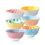 Cerkik Ceramic Soup Bowls Set - 709 ml Deep Cereal Bowl - 24 oz Large Kitchen Dinner Bowl Eating Pasta Salad Dessert Noodle Rice Oatmeal - Microwave Dishwasher Safe - Set of 6 - Assorted Colors