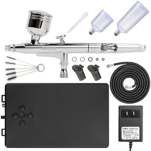 Kit Aérographe 55psi Multi-Fonctionnel Aérographe Double Action Haute Puissance Compresseur d'Air Plus Convient pour Chaussures Vêtements Modèle Tatouage Ongles Art Dessin Décoration Gâteau