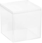 Hammont Clear Acrylic Box - Square Cube Home Storage Boxes - Bathroom Organizers | Kitchen | Office Containers - Display Box with Lid - Party Favor Gift Boxes | Measures 4.72"x4.72"x4.72" | 2 Pack