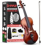 Pyle Full Size Beginner Violin Starter Kit, Violin Starter Package with Travel Case & Bow, Extra Strings, Digital Tuner, Shoulder Rest & Cleaning Cloth for Students, Kids, Adults