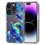 MOSNOVO Case for iPhone 14 Pro - Clear Slim Shockproof TPU+PC, [ 6.6 ft Drop Protection/Anti Peel Off ] - Sea Turtles