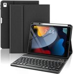 OPAKIT Keyboard Case for iPad 9th Generation-10.2 inch - Wireless Detachable Folio Keyboard Cover with Upper Pencil Holder for iPad 8th/7th Gen/iPad Pro 10.5" & iPad Air 3rd Gen - Black