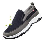 Men Orthopedic Shoes Sport Shoes for Men, Breathable Orthopedic Travel Plimsolls, Arch Support Slip-On Canvas Loafers, Casual Boat Shoes, for Extra Cushioning and Foot Relief Black