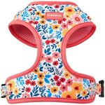 The Wagging Tail Premium No Pull Dog Harness, Dog Harness Medium Sized Dog, Dog Harness for Large Dogs, Small Dog Harness, Puppy Harness, Dog Vest - Adjustable, Soft, Cute (Pink Floral, Large)