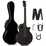 Enya Acoustic Electric Guitar Carbon Fiber X4 PRO AcousticPlus 41” 4/4 Sized Guitar Bundle with Hard Case, Leather Strap, Instrument Cable & USB Type-C Charging Cable(X4 PRO)