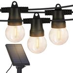 Brightech Ambience Pro Solar Panel, LED Outdoor String Lights - Waterproof & Weatherproof 1W G40 Globe Bulbs, Vintage Edison Style- 27 ft Commercial Grade Caf/Bistro Lighting