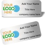 2Pcs Custom Engraved Name Tag Badges – Personalized Identification with Pin or Magnetic Backing, Metal Name ID for Clothing Brushed Silver Plates for Business or Employees