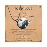 GBTBYS Couple Gifts, Cat Necklaces for Boyfriend Girlfriend Women Girls, Couples Yin Yang Necklace Puzzle BFF for 2, Cat Lovers Gifts Valentines Day Anniversary Mothers Day Gift Black&White