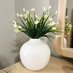 Willowy 7.5 Inch Large White Ceramic Vase with Glossy Finish - Large White Vases for Flowers, White Vases for Decor, White Flower Vase, White Round Vase, White Vase for Pampas Grass