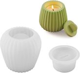 BRIGHTAIL INFRA Silicon Candle Jar Molds with Lid Storage Vessels Pot Molds Concrete Candle Holder Flower Pot Mold Epoxy Resin Gypsum Clay Jesmonite Eco Resin Craft Silicone Mold (Silicon Jar Mold)