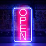 Rdutuok Led Neon Open Signs for Business 16.5"X 9" Light Up Open Signs Advertisement Board Electric Display Powered by USB Adjustable Bright with Open/Closed Hour Sign for Stores Bars Cafes(Vertical)