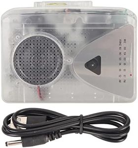 USB Cassette to MP3 Converter, Cassette to MP3 Converter Tape Player with 3.5mm Jack and Speaker, Walkman Cassette Tape Player, FM AM Radio Stereo Cassette Player (Transparent)