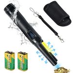 Portable Metal Detector,IP66 Waterproof Metal Needle Pointer, Built-in LED Indicator Lamp and Holster Accessories, Suitable for Fecurity Inspection and Gold Searching. (with Display - Black)