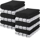 Utopia Towels - Kitchen Towels, 12-Pack - 15 x 25 Inches, Dobby Weave Kitchen Towels - 100% Ring Spun Cotton Super Soft and Absorbent Dish Towels, Tea Towels and Bar Towels (Black)