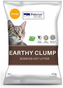 PetCrux Earthy Clump 20Kg 100% Natural Bentonite Odour Lock Orange Scented Clay Dust Free Single Money Saver Pack of Absorbent Eco-Friendly Sand for All Breeds of Cats