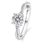 KRKC&CO Moissanite Rings for Women, 1CT Diamond Engagement Rings D Color VVS1, S925 Silver White Gold plated Round Cut Lab Created, Eternity Rings for Promise Bridal Wedding Rings Anniversary(7.5)