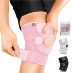 BRACOO Adjustable Compression Knee Patellar Pad Tendon Support Sleeve Brace for Men Women - Arthritis Pain, Injury Recovery, Running, Workout, KS10 (Pink)