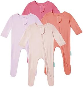 PurComfy Baby Zipper Footie Pajamas, Supersoft Bamboo Rayon Baby Footed Pjs Boy Girl 0-3-6-9-18-24 Month Coverall Sleepers