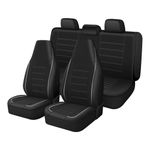 TOYOUN Classic Universal PU Leather Car Seat Covers Full Set High Back Bucket Seat Cover - Fit Most Cars, Trucks, SUVS, or Vans 2 PCS Gray Trim Auto Seat Covers Set Car Seat Protector, Gray