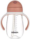 BÉABA - 2 in 1 Sippy Cup - Toddler cup - Children’s Beaker with straw - 100% Waterproof - Easy to Open - Removable Handles - Tritan and Silicone - 300 ml - Pink