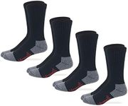 Wrangler Men's Steel Toe Boot Work Crew Cotton Cushion Socks 4 Pair Pack, Black, Large