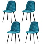 AINPECCA Set of 4 Velvet Dining Chairs Fabric Upholstered seat with Metal Legs Dressing Lounge Home (Dark Teal, 4)