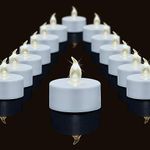 Battery Operated Flameless LED Tea Lights Candles 24-Pack Realistic Flickering Electric Fake Candle with Warm White Bulb Light for Christmas, Halloween, Festivals, Weddings Decoration