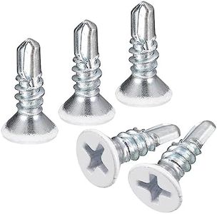 uxcell #8 x 1/2" White Screws Self Drilling Screws, 100pcs Flat Head Phillips Sheet Metal Screw Wood to Metal Screws