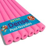 Oodles of Noodles Deluxe Foam Pool Swim Noodles - 6 Pack Pink 52 Inch Wholesale Pricing Bulk Pack and Free Connector