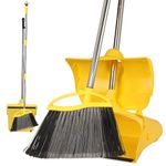 Heavy Duty Broom Outdoor and Dustpan, 145CM Long Handle Heavy Duty Broom with Stiff Bristles, Angle Sweeping Broom for Floor Cleaning Garage Patio Garden House and Kitchen, Dustpan and Sweeping Brush