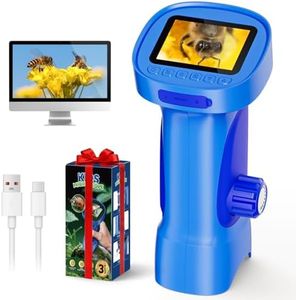 Kids Microscope 1000X, Ahalfcit Handheld Digital Camera with 2.4" HD IPS Screen, Portable Mini Pocket Nature Exploration Toy, STEM Science Learning Gift for 3-12 Year Old Boys and Girls