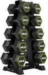 HANDBODE 550 lb Dumbbell Set Rubber Encased Hex Dumbbell Free Weights Dumbbells Set Home Weight Set with Enlarged A-Frame Rack (Pair of 45/50/55/60/65 lb)