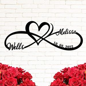 Custom Infinity Metal Sign, Infinity Heart Metal Wall Art, Personalized Infinity Metal Name Sign, Family Wall Decor, Infinity Decor, Anniversary, Wedding Gifts, Infinity Sign Metal Art, Wall Décor