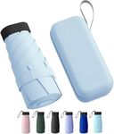 TEKCOOL Travel Mini Folding Compact Umbrella with Case, Manual Open 6 Ribs Lightweight Portable, Small Sun & Rain Pocket Umbrella for Girls and Women- Use in Rain & Summer(Skyblue)