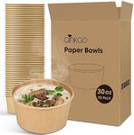 90 Count 30 oz Large Paper Bowls Leak Proof Disposable Hot Soup Bowls Bulk No Plastic Lids for Daily Dinner or Lunch