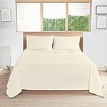 Comfy Nights 100% Egyptian Cotton Super King Size Flat Bed Sheet 200 Thread Count Soft Fade, Shrinkage and Wringle Resitant, Cream - Super King