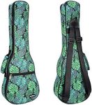 CLOUDMUSIC Ukulele Case Gig Bag Padded Backpack For Tenor 26" Inch(Tenor,Green Monstera)