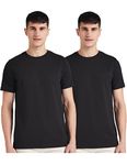 Amazon Brand - Symbol Men's Cotton T Shirt | Round Neck | Half Sleeve | Plain | Combo Pack of 2 - Regular Fit (Available in Plus Size) (BLACK_S)