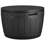 YITAHOME 33 Gallon Round Deck Box, Outdoor Storage Box for Patio Furniture,Patio Table for Cushion, Pool Accessories, Waterproof Resin & Easy Assembly & Lightweight, Black