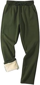 Gihuo Men's Winter Fleece Pants Sherpa Lined Sweatpants Straight Leg Active Running Sweat Pants Comfy Lounge Pants(2#ArmyGreen-XL)