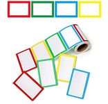 Taicols Name Tag Stickers, 300 Pcs Multicolor Adhesive Name Tag Label Stickers for Kids, Wall, Desk, Clothes,3.5" x 2.3", 4 Colors, Category Tag Stickers for Office, School, Meeting, Kids, Teachers