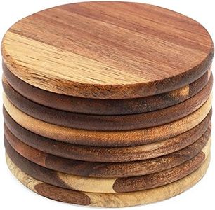 Juvale 8 Pack Acacia Wood Coasters for Coffee Table - for Drinks, Dining Table, Bar (4 in)