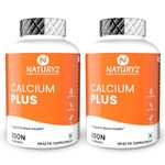 Naturyz Calcium Plus with Calcium Citrate | Vitamin D | zinc | Magnesium Ideal Supplement for Bone Health & Joint Support for Men & Women - 100 Tablets (Pack of 2)