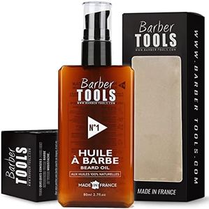 Huile Barbe, N°1, (80ml), 100% naturelles - MADE IN FRANCE - Favorise la Pousse de la Barbe - À base d’Huile de RICIN, 7 Huiles Végétales & 3 huiles essentielles & Vitamine E - Soin Barbe