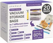 Bramble 20 Space Saver Vacuum Storage Bags Vacuum Sealed Bags for Clothing & Bedding (XL Jumbo/Jumbo/Large/Medium/Small/Roll Up), Vacuum Bags for Travel & Clothes, Compression Vacuum Bags for Blankets