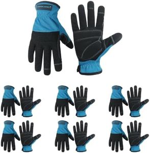 HANDLANDY Work Gloves for Men & Women, Utility Mechanic Working Gloves Touch Screen, Flexible Breathable Gardening Gloves for Yard Maintenance (Large, 6 Pairs)