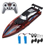 Remote Control Boat with LED Light,2.4GHz Remote Control Boat for Kids Adults Self-Righting 9.3MPH,30 Mins,RC Low Battery Alarm 2 Battery for Pools Lakes Rechargeable Pool Toys Gifts for Boys Girls